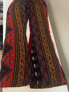 Novella Royale Floral Stripe Drawstring Pants - Red, Blue, Yellow